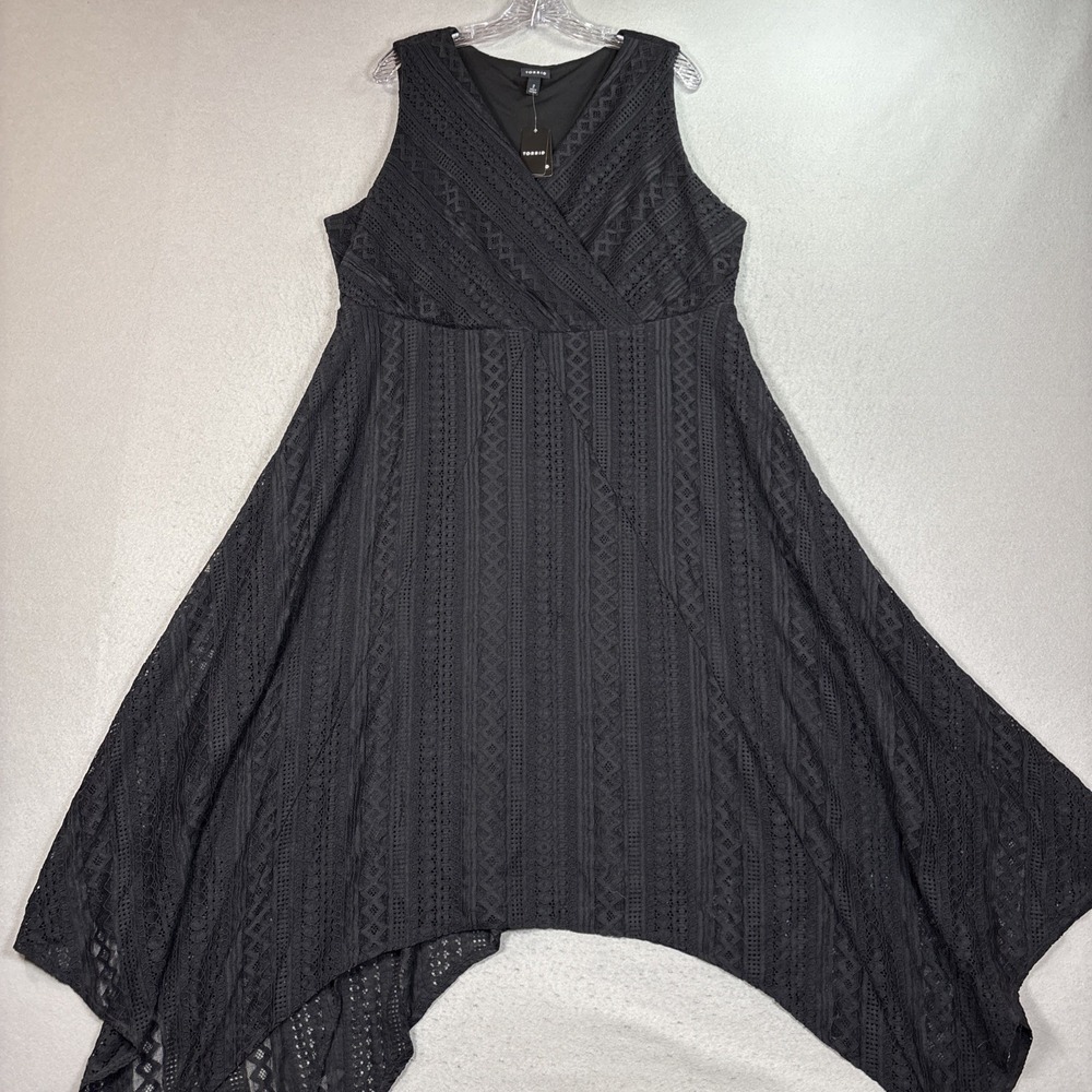 Torrid‎ 2 (2X 18/20) Black Lace Handkerchief Hem High Midi Party Dress NWT